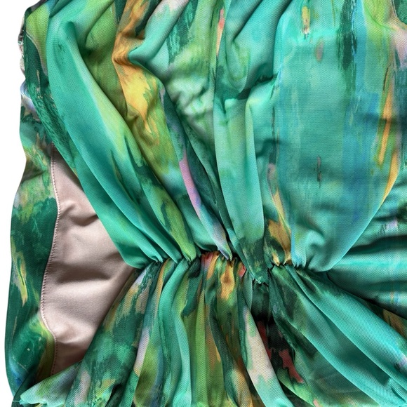 AFRM Mirza Mini Dress Long Sleeve Mesh Green Thumbhole Size XS - Picture 5 of 9